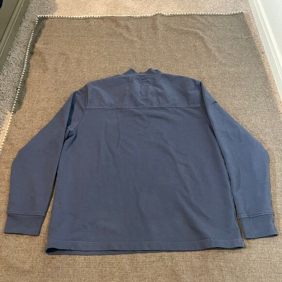 UNTUCKit Sweater Men Xlarge Blue Solid 1/4 Zip Pullover Elbow Pads Logo Preppy - Picture 2 of 11